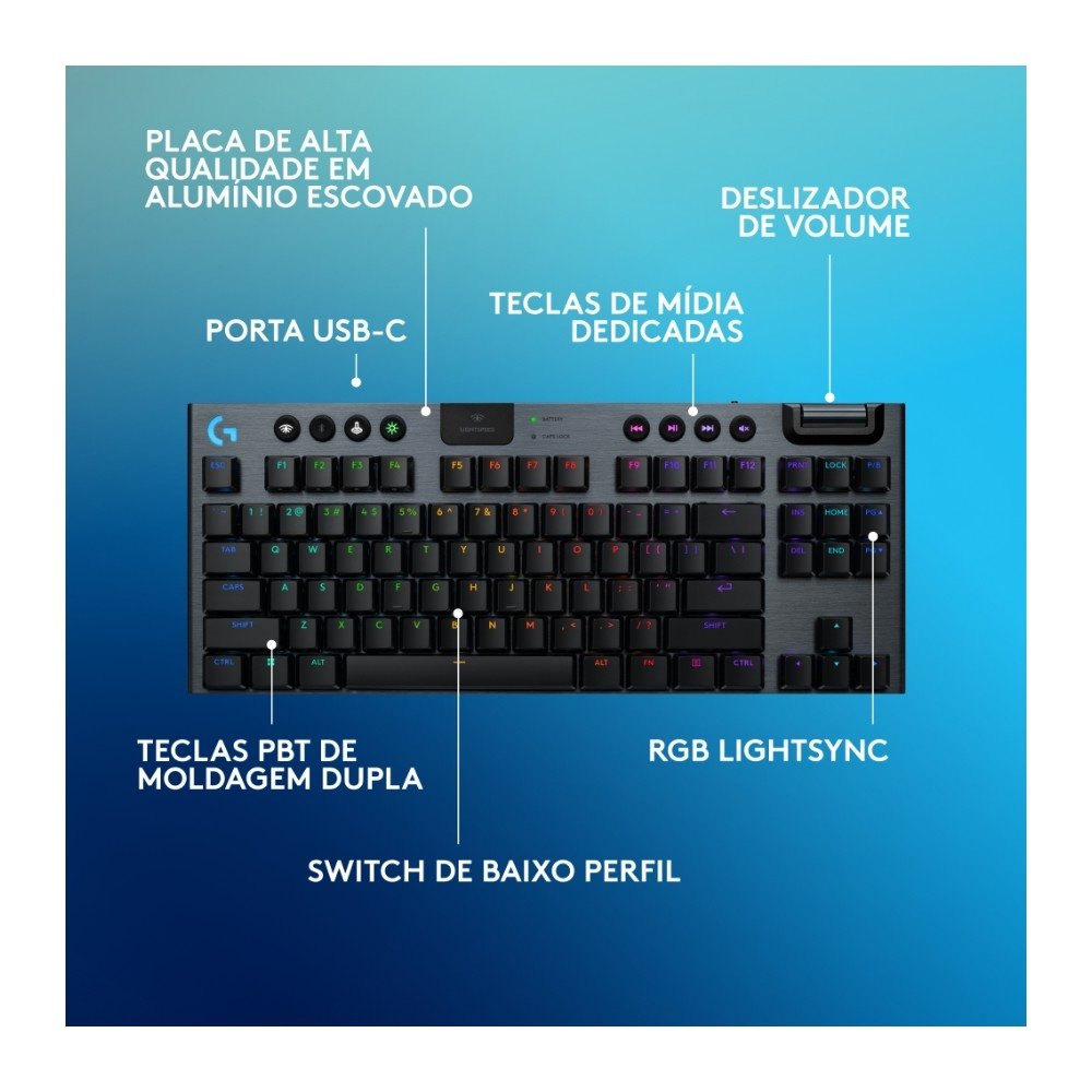 Teclado Logitech G915 X Lightspeed TKL | KaBuM!