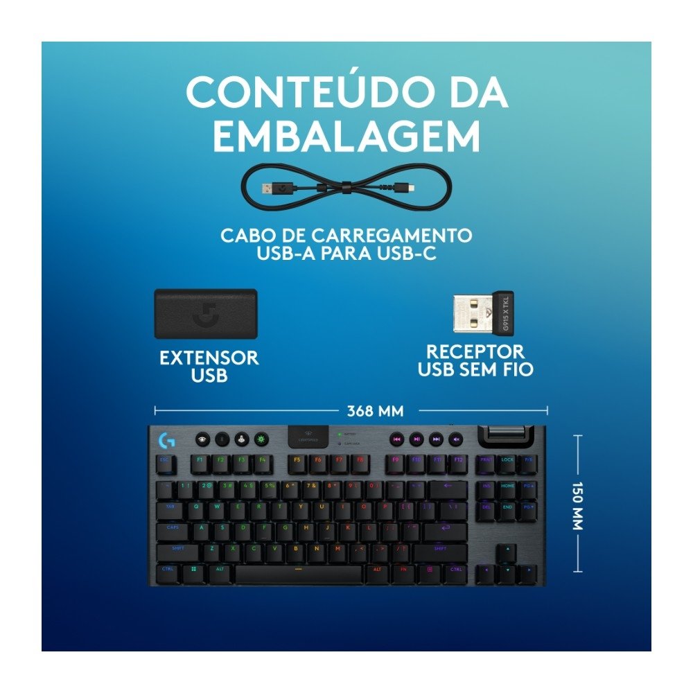 Teclado Logitech G915 X Lightspeed TKL | KaBuM!