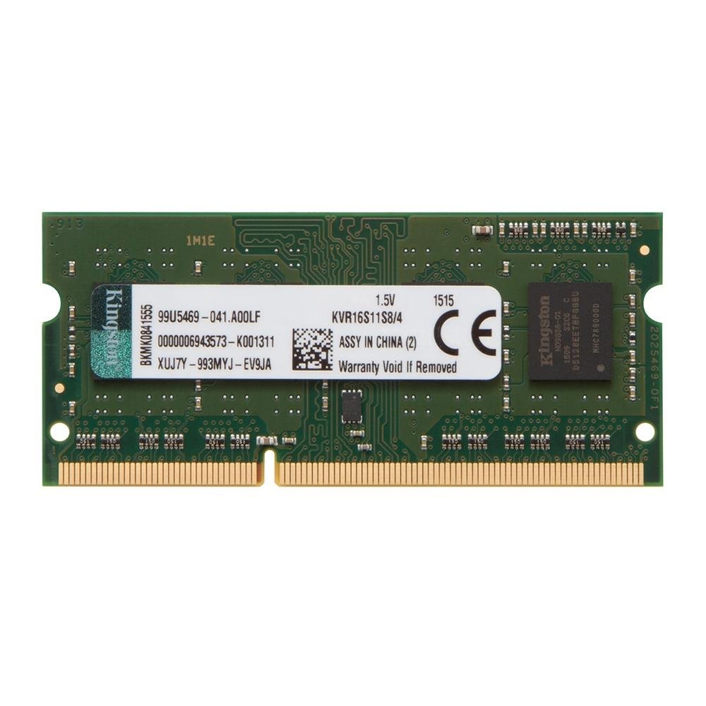 Memória Para Notebook Kingston, 4GB, 1600MHz, DDR3, CL11 - KVR16S11S8/4 Memória Para Notebook Kingston, 4GB, 1600MHz, DDR3, CL11 - KVR16S11S8/4