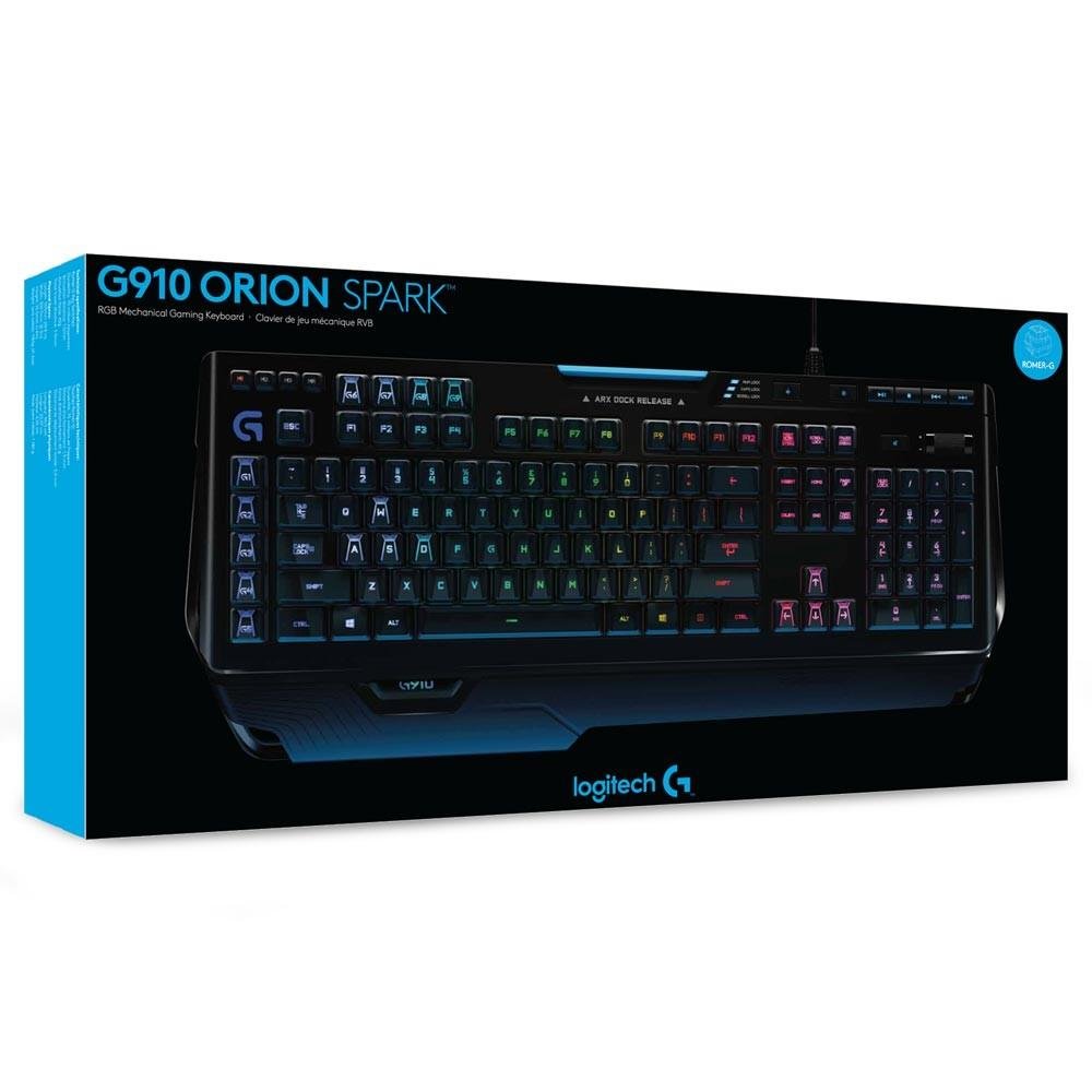 Teclado Mecânico Gamer Logitech G910 Orion Spark, RGB, Switch Romer-G, US - 920-006385 Teclado Mecânico Gamer Logitech G910 Orion Spark, RGB, Switch Romer-G, US - 920-006385