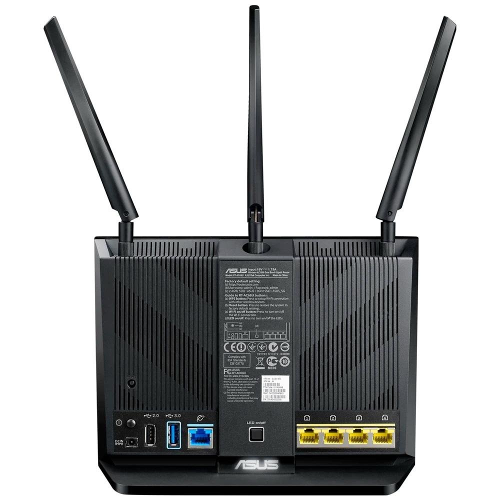Roteador Gamer Wireless ASUS RT-AC68U, AC1900Mbps, Dual band, AiMesh, 3 Antenas, USB 3.0, DualCore, Rede Gigabit, AiRadar, Preto Roteador Gamer Wireless ASUS RT-AC68U, AC1900Mbps, Dual band, AiMesh, 3 Antenas, USB 3.0, DualCore, Rede Gigabit, AiRadar, Preto