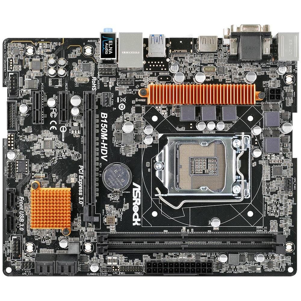 Placa-Mãe ASRock B150M-HDV, Intel LGA 1151, mATX , DDR4 Placa-Mãe ASRock B150M-HDV, Intel LGA 1151, mATX , DDR4