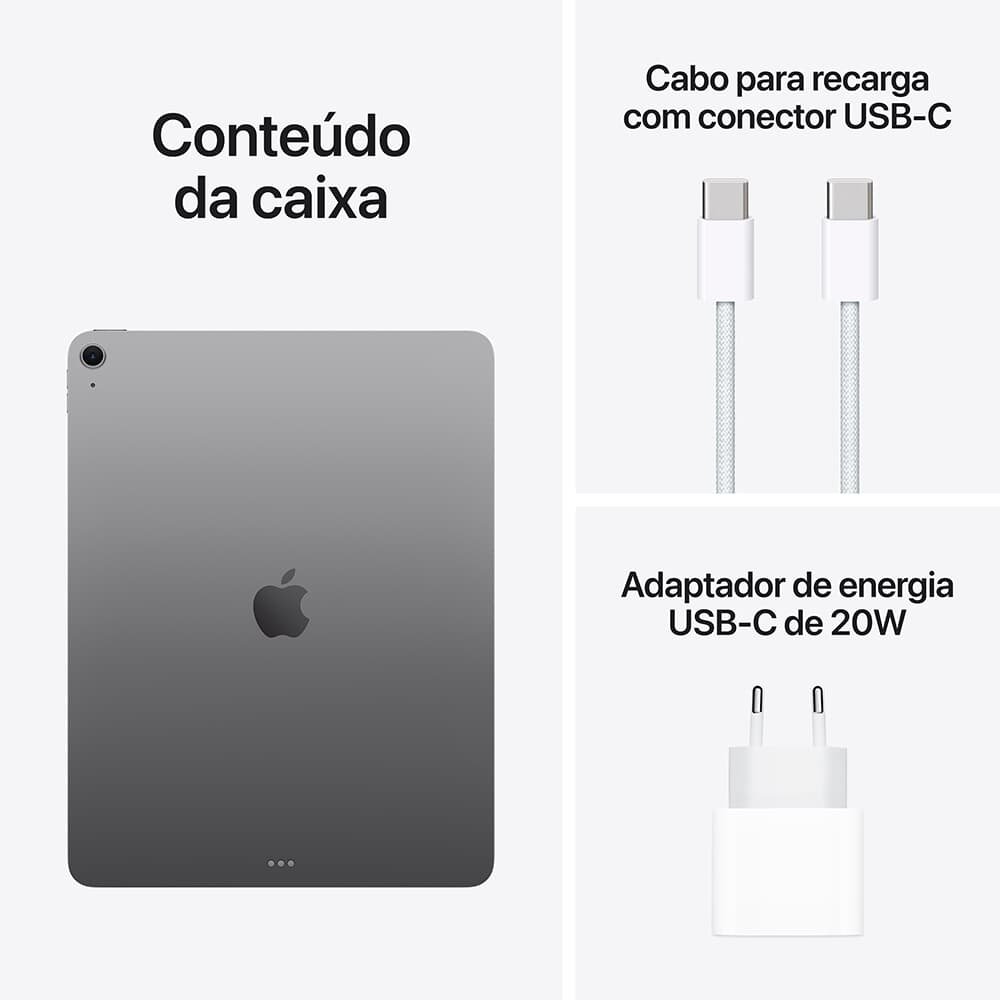 iPad Air Apple 13" 512 GB, Chip M3, Wi-Fi, Câmera Traseira 12MP, Cinza-espacial - MCNT4BZ/A