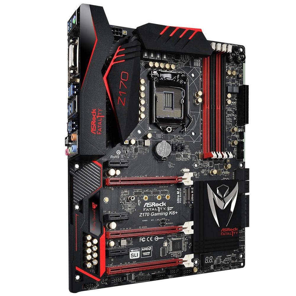 Placa-Mãe ASRock p/ Intel LGA 1151 ATX Fatal1ty Z170 Gaming K6+,  Ultra M.2, DVI-D, HDMI, USB 3.1 Box