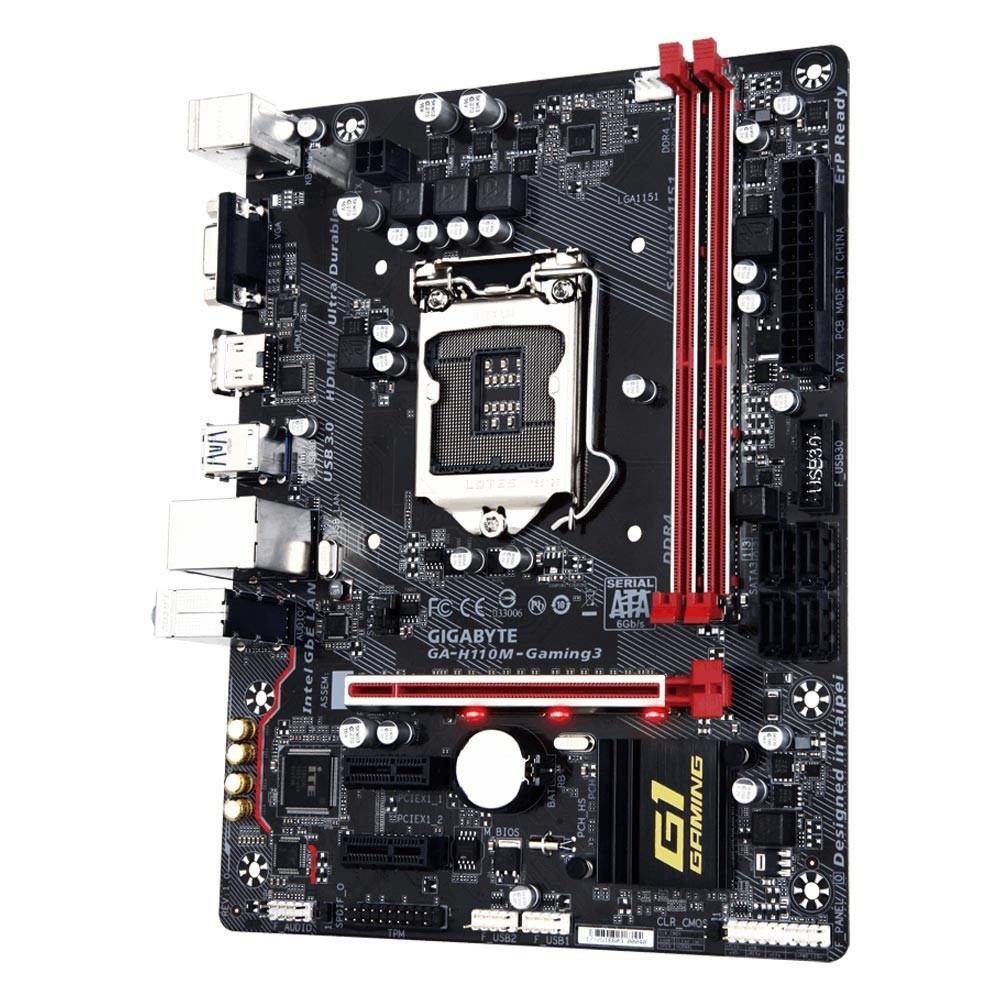 Placa-Mãe Gigabyte GA-H110M Gaming 3, Intel LGA 1151, mATX, DDR4, Preto Placa-Mãe Gigabyte GA-H110M Gaming 3, Intel LGA 1151, mATX, DDR4, Preto