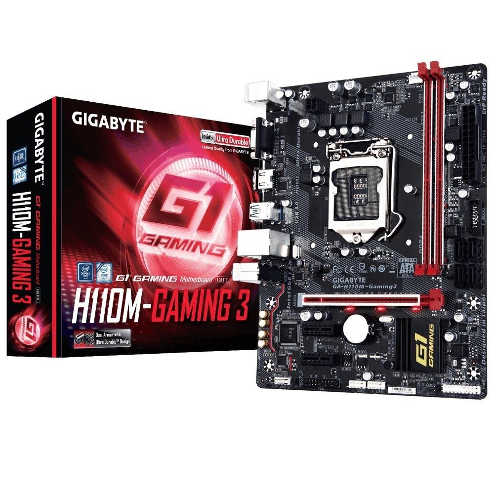 Placa-Mãe Gigabyte GA-H110M Gaming 3, Intel LGA 1151, mATX, DDR4, Preto Placa-Mãe Gigabyte GA-H110M Gaming 3, Intel LGA 1151, mATX, DDR4, Preto