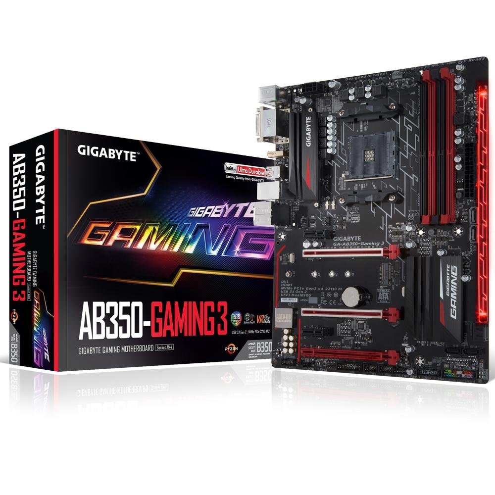 Placa-Mãe GIGABYTE p/ AMD AM4 ATX GA-AB350-GAMING 3 DDR4 Placa-Mãe GIGABYTE p/ AMD AM4 ATX GA-AB350-GAMING 3 DDR4
