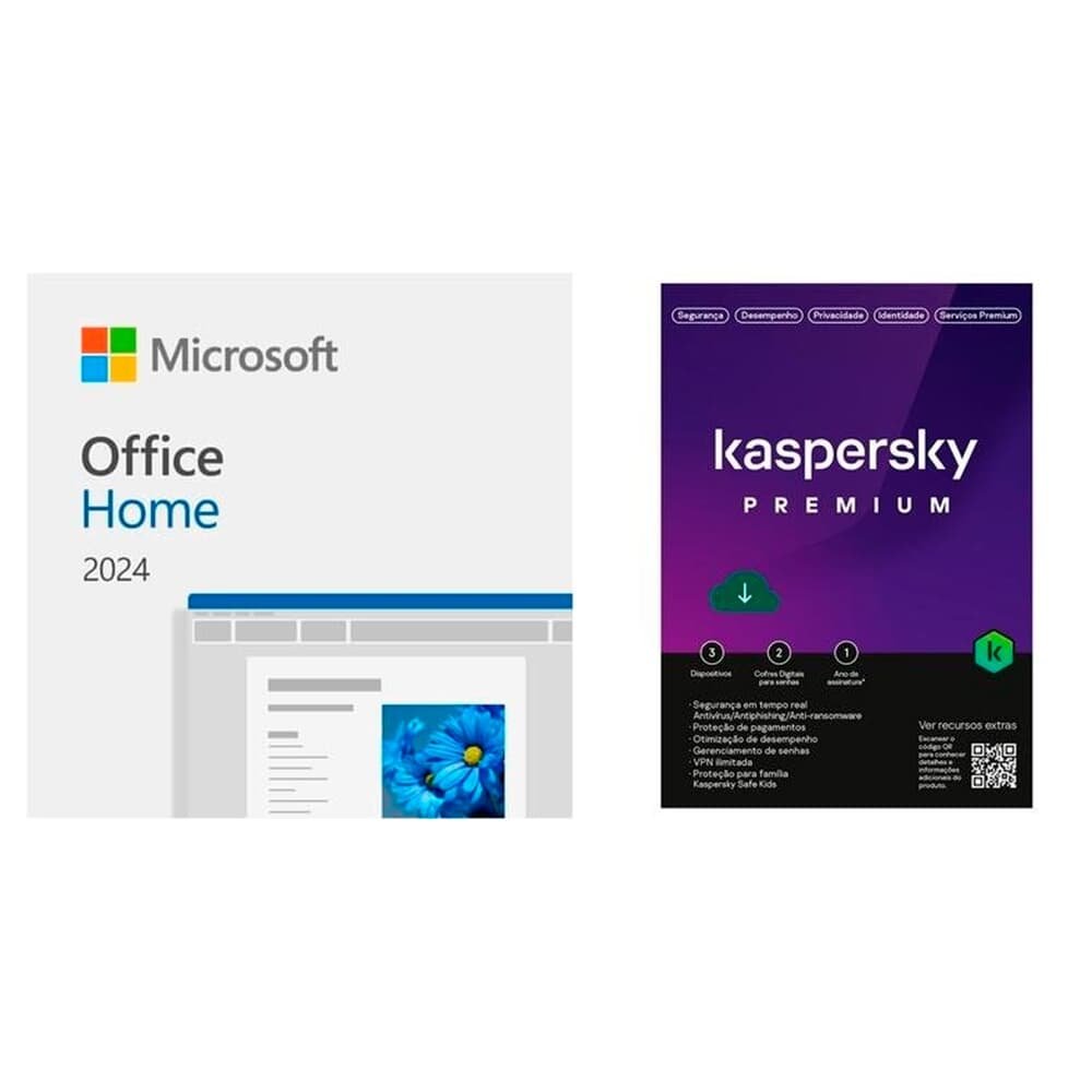 Microsoft Office Home 2024 ESD - Digital para Download + Kaspersky Antivirus Premium 3 Dispositivos 1 Ano, Digital para Download - KL1047KDCFS Microsoft Office Home 2024 ESD - Digital para Download + Kaspersky Antivirus Premium 3 Dispositivos 1 Ano, Digital para Download - KL1047KDCFS