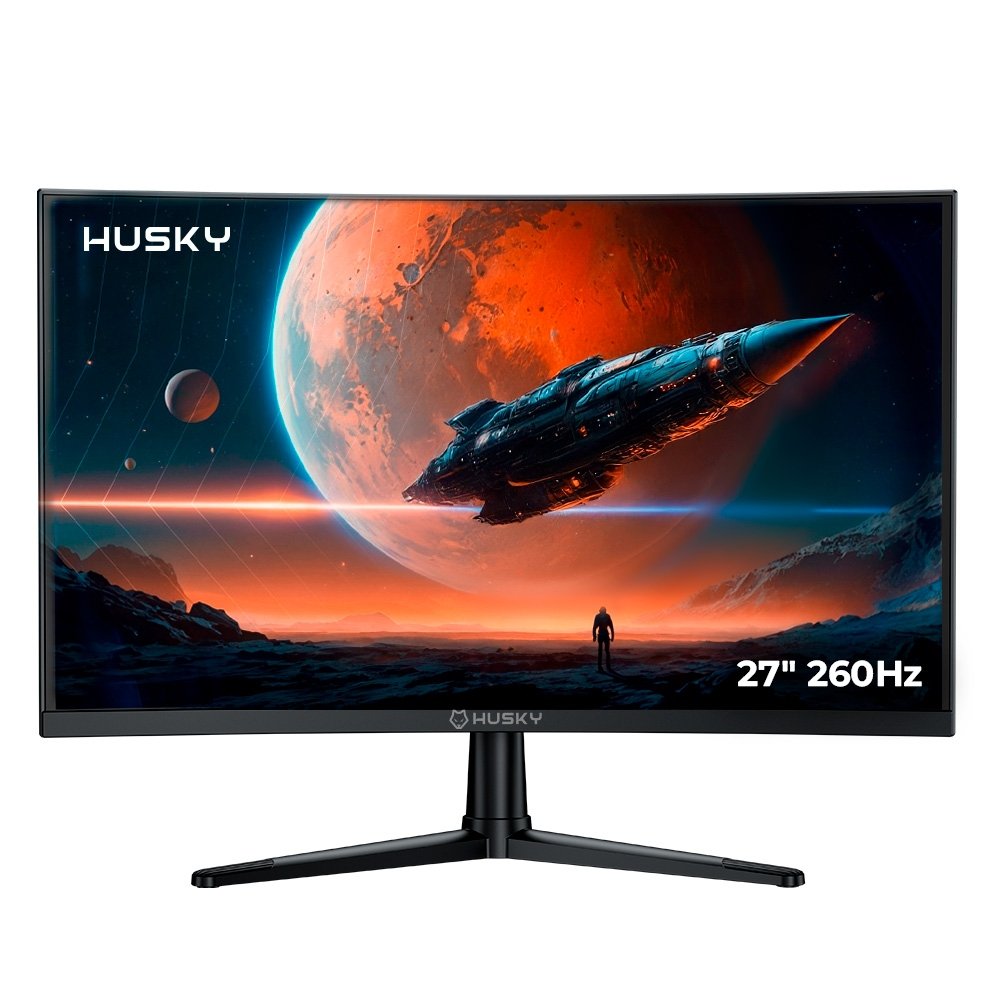 Monitor Gamer Curvo Husky Boreal 27", FHD, 260Hz, 1ms, Adaptive Sync, VA, DisplayPort e HDMI, HDR - HMG00627PT