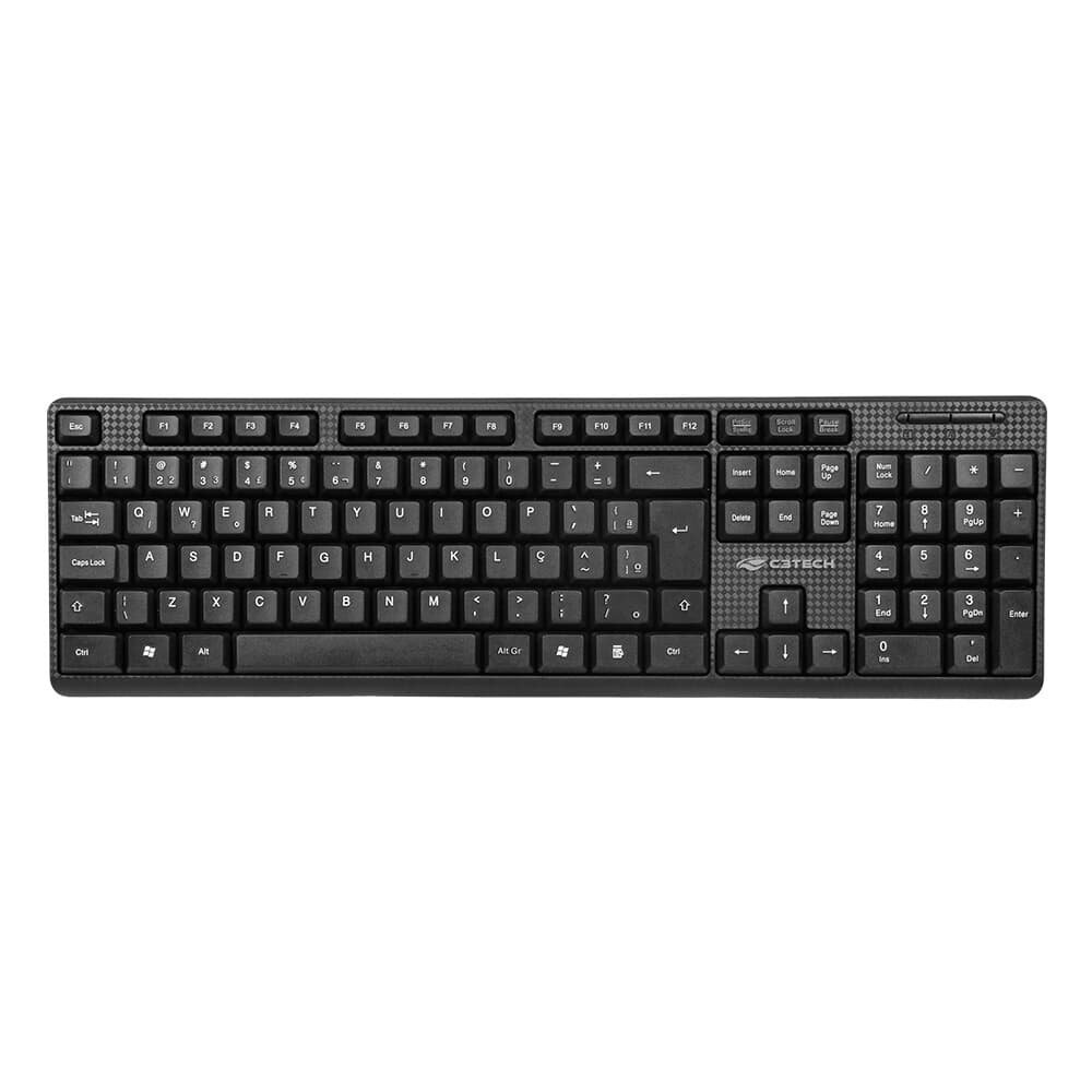 Teclado C3Tech Membrana, Tecla Alta, ABNT2, Preto - KB-14BK