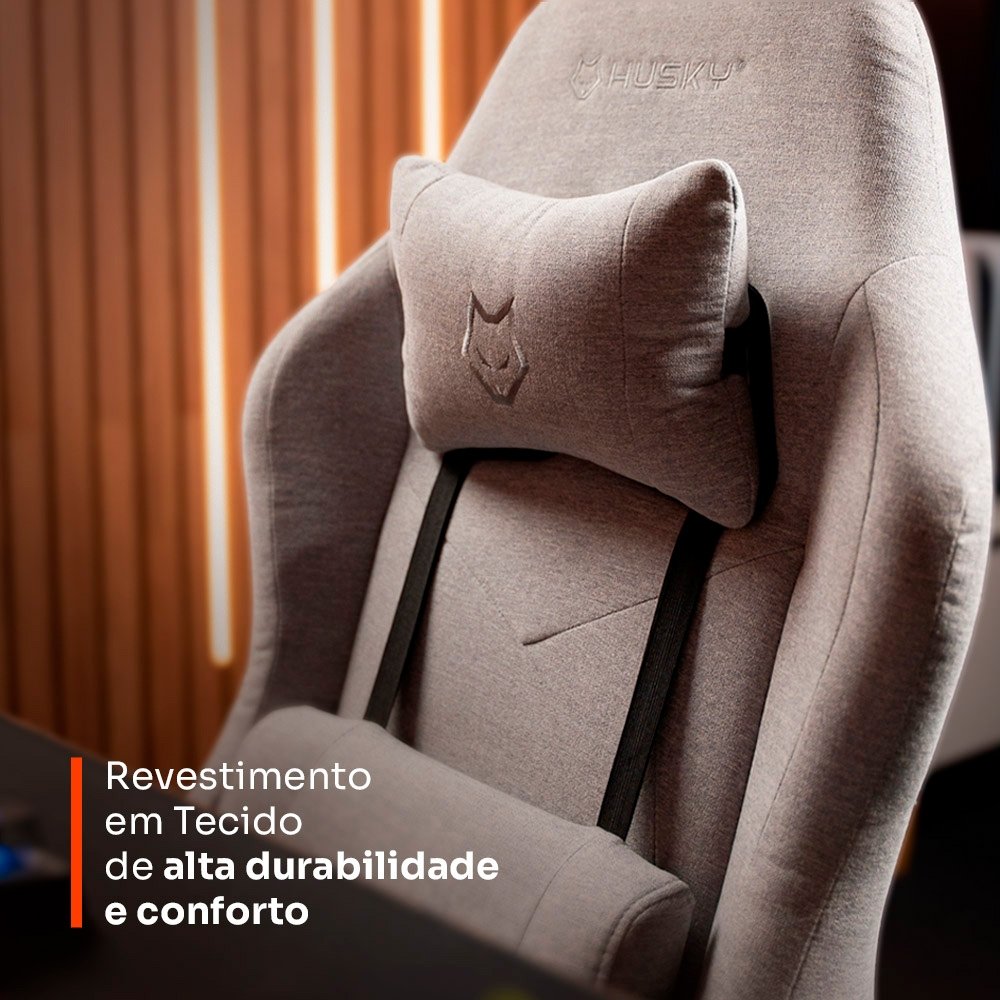 Cadeira Gamer Husky Storm 100, Até 120kg, Almofadas, Reclinável 135º, Tecido, Cinza - HCG100CZT - view 11