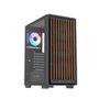 Gabinete Gamer Husky Dome 600, Mid Tower, ATX, Lateral em Vidro, Frontal em Madeira Ripada, Com 4 Fans ARGB, Preto - HGN600PT