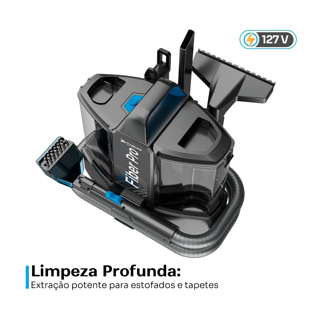 Extratora de Sujeira KABUM! smart Fiber Pro, Pulveriza, Esfrega e Extrai, Com Sistema de Autolimpeza, Sucção Forte 11KPa, 127V - KSEL010