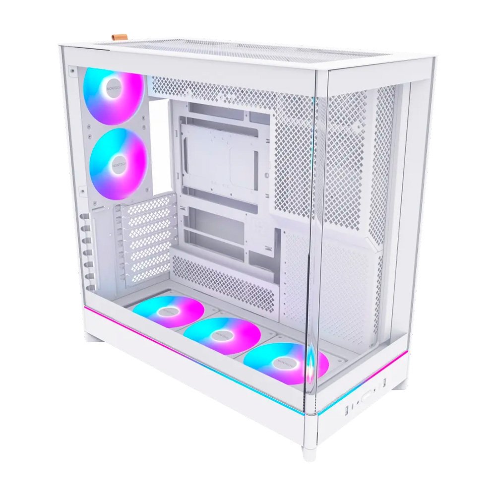 Gabinete Gamer Montech HS02 Pro, Mid-Tower, ATX, Vidro Temperado,5X Fans, Branco - HS02PROWH