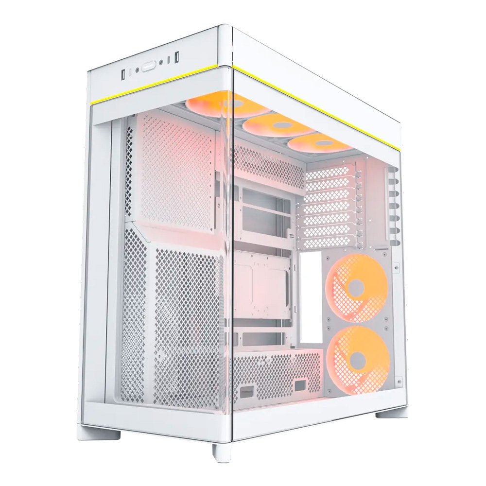 Gabinete Gamer Montech HS02 Pro, Mid-Tower, ATX, Vidro Temperado,5X Fans, Branco - HS02PROWH