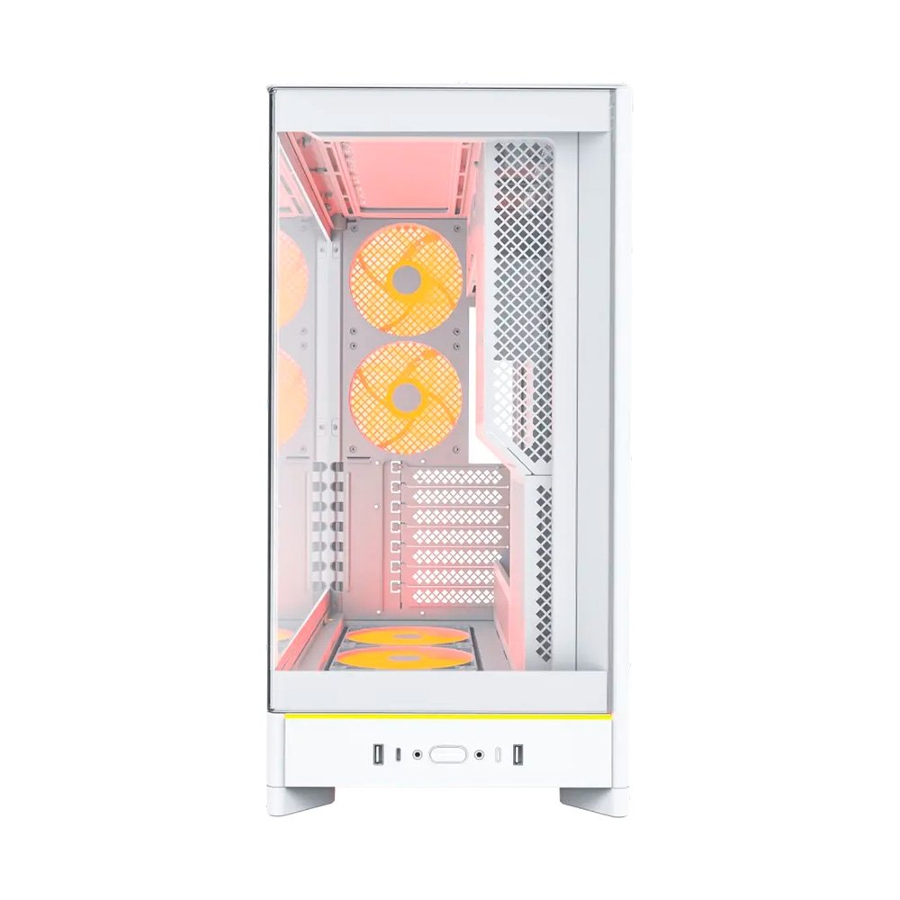 Gabinete Gamer Montech HS02 Pro, Mid-Tower, ATX, Vidro Temperado,5X Fans, Branco - HS02PROWH