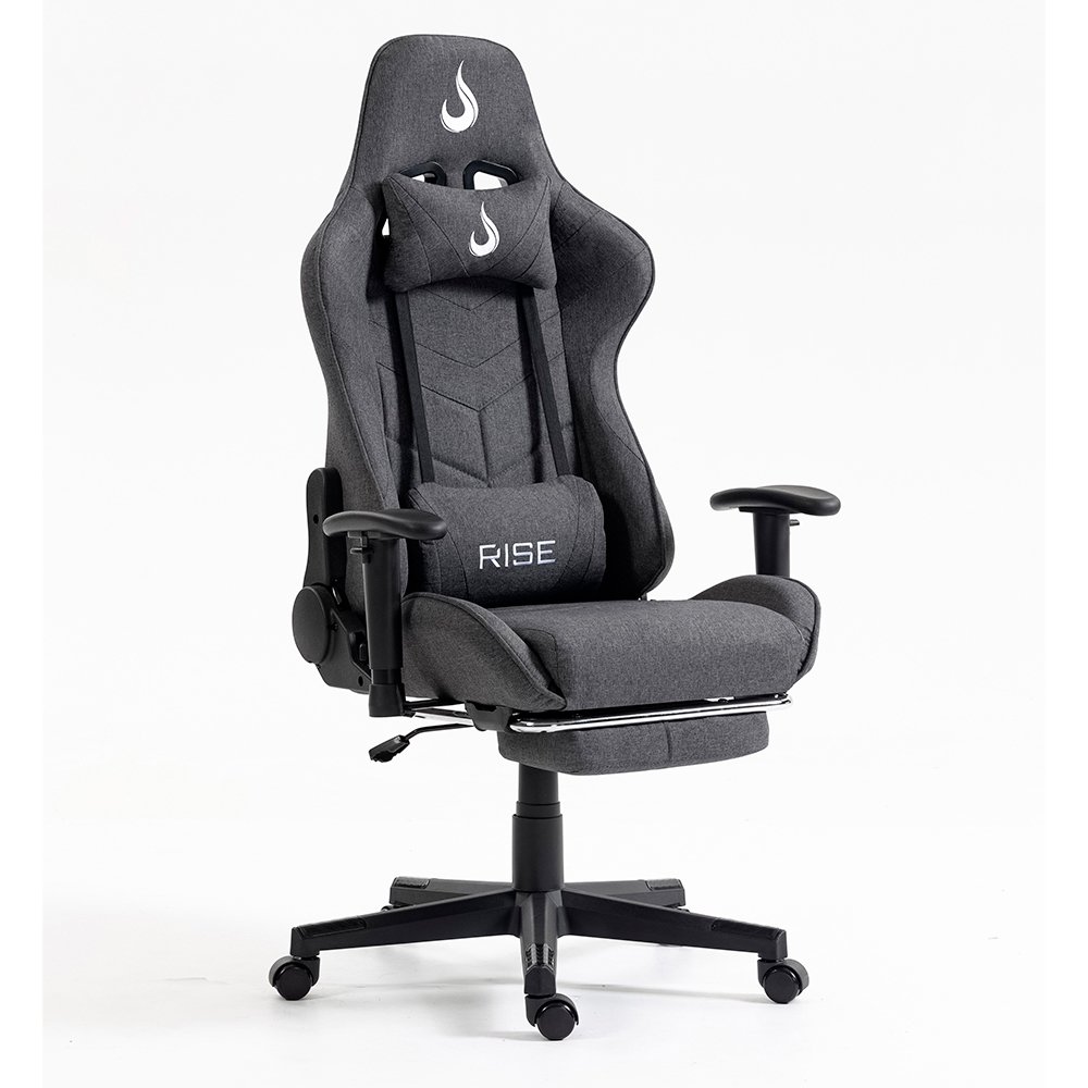 Cadeira Gamer Rise Mode X04, Ângulo Ajustável, Apoio Para os Pés Retrátil, Cinza, Tecido - RM-CG-X04-GR-FBC - view 5