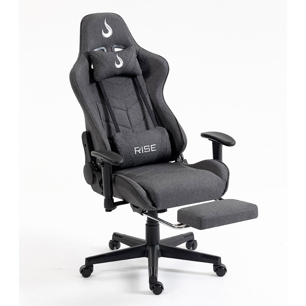 Cadeira Gamer Rise Mode X04, Ângulo Ajustável, Apoio Para os Pés Retrátil, Cinza, Tecido - RM-CG-X04-GR-FBC - view 9