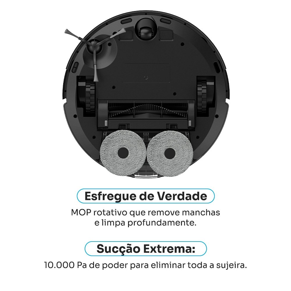 Robô Aspirador de Pó e Passa Pano KABUM! smart K1100, Mapeamento, MOP Rotativo, Autolimpante, até 10000PA, APP, 127V, Preto - KSAR110010PT Robô Aspirador de Pó e Passa Pano KABUM! smart K1100, Mapeamento, MOP Rotativo, Autolimpante, até 10000PA, APP, 127V, Preto - KSAR110010PT