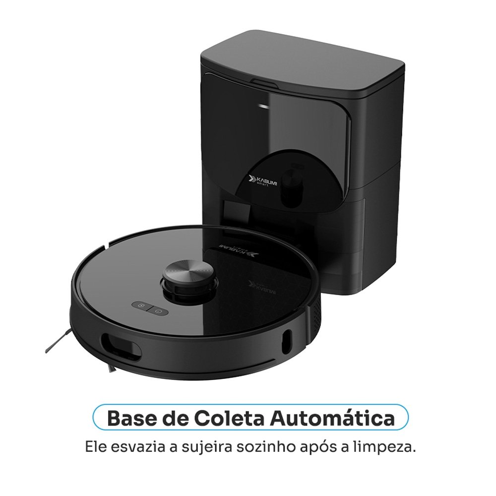 Robô Aspirador de Pó e Passa Pano KABUM! smart K1100, Mapeamento, MOP Rotativo, Autolimpante, até 10000PA, APP, 127V, Preto - KSAR110010PT Robô Aspirador de Pó e Passa Pano KABUM! smart K1100, Mapeamento, MOP Rotativo, Autolimpante, até 10000PA, APP, 127V, Preto - KSAR110010PT