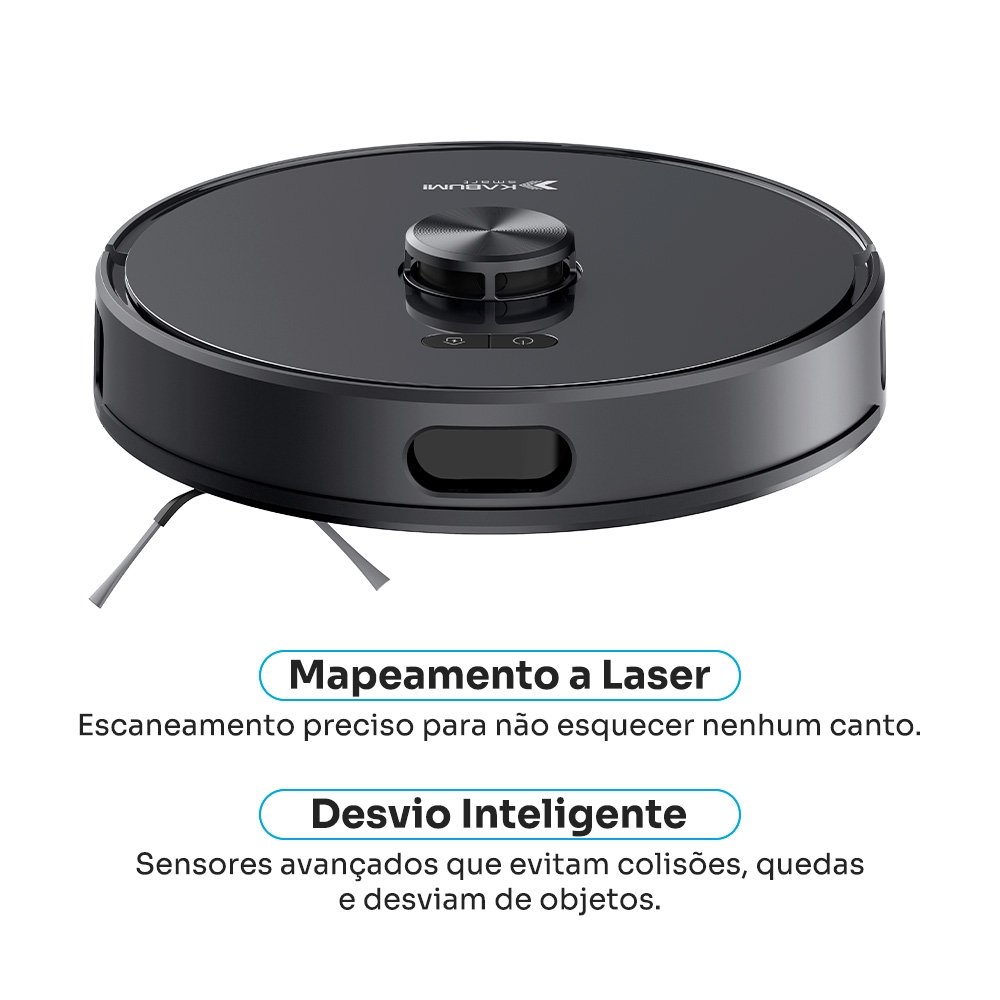 Robô Aspirador de Pó e Passa Pano KABUM! smart K1100, Mapeamento, MOP Rotativo, Autolimpante, até 10000PA, APP, 127V, Preto - KSAR110010PT Robô Aspirador de Pó e Passa Pano KABUM! smart K1100, Mapeamento, MOP Rotativo, Autolimpante, até 10000PA, APP, 127V, Preto - KSAR110010PT
