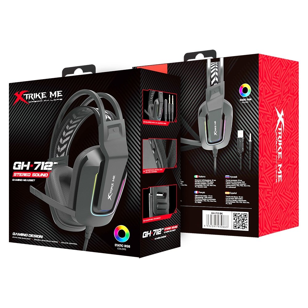 Headset Gamer Xtrike Me GH-712 Preto RGB | KaBuM!