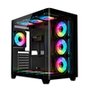 Gabinete Gamer Liketec Madness X, Mid Tower, ATX, Lateral e Frontal em Vidro Curvo, Sem Fans, Preto - LKT-MDX-25-BLK01