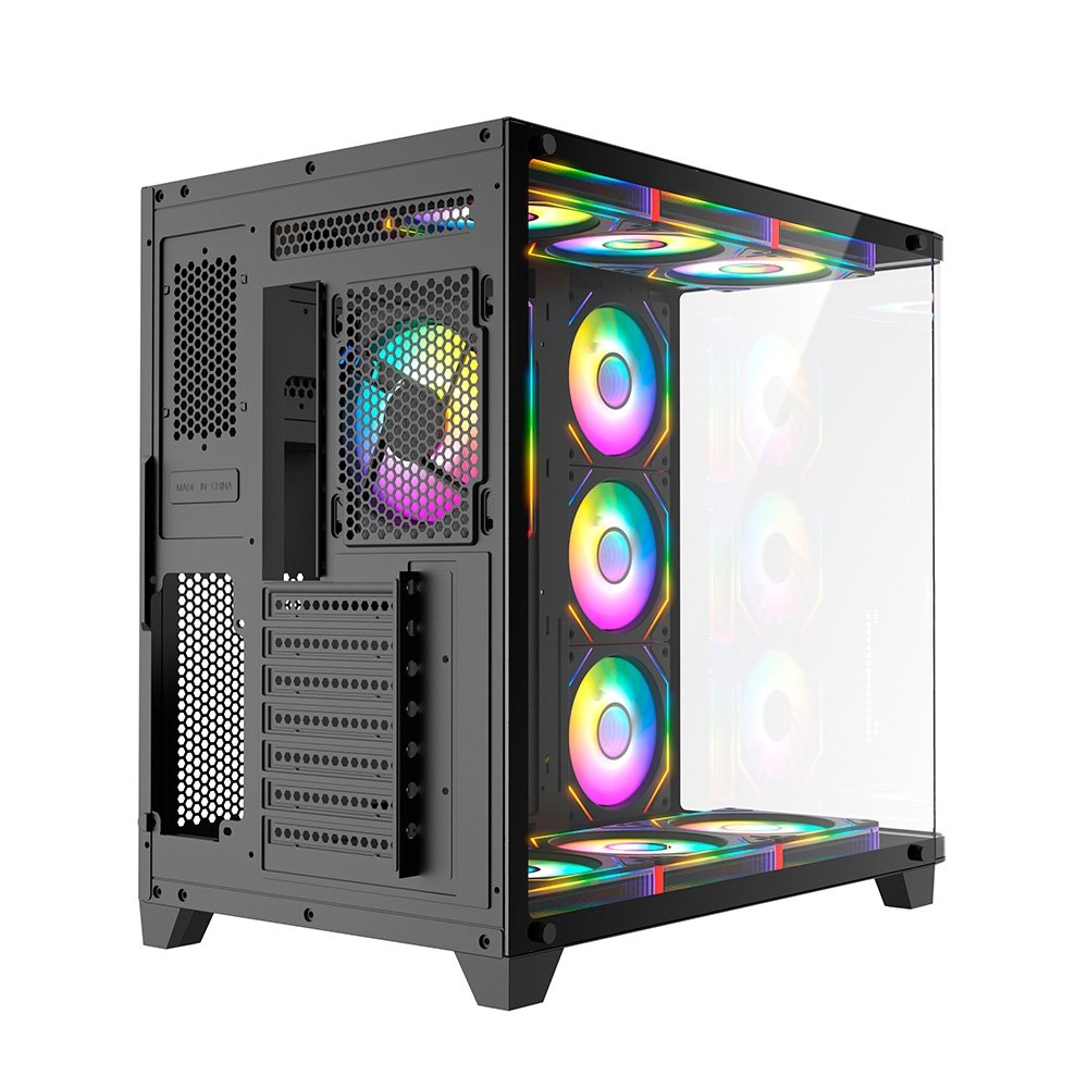 Gabinete Gamer Liketec Madness X, Mid Tower, ATX, Lateral e Frontal em Vidro Curvo, Sem Fans, Preto - LKT-MDX-25-BLK01 Gabinete Gamer Liketec Madness X, Mid Tower, ATX, Lateral e Frontal em Vidro Curvo, Sem Fans, Preto - LKT-MDX-25-BLK01