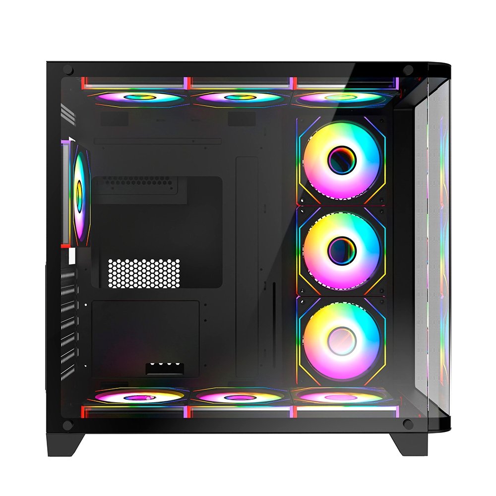 Gabinete Gamer Liketec Madness X, Mid Tower, ATX, Lateral e Frontal em Vidro Curvo, Sem Fans, Preto - LKT-MDX-25-BLK01 Gabinete Gamer Liketec Madness X, Mid Tower, ATX, Lateral e Frontal em Vidro Curvo, Sem Fans, Preto - LKT-MDX-25-BLK01