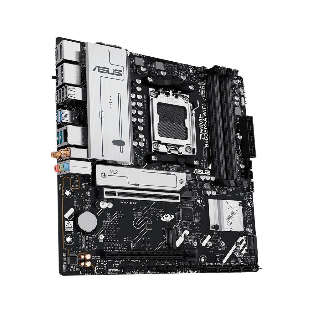 Placa Mãe ASUS PRIME B650EM-A WIFI, AMD AM5, mATX, DDR5, Wi-fi 6, Bluetooth, Preto - 90MB1LM0-M0EAY0