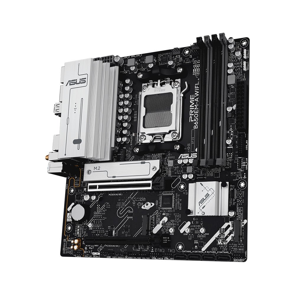Placa Mãe ASUS PRIME B650EM-A WIFI, AMD AM5, mATX, DDR5, Wi-fi 6, Bluetooth, Preto - 90MB1LM0-M0EAY0