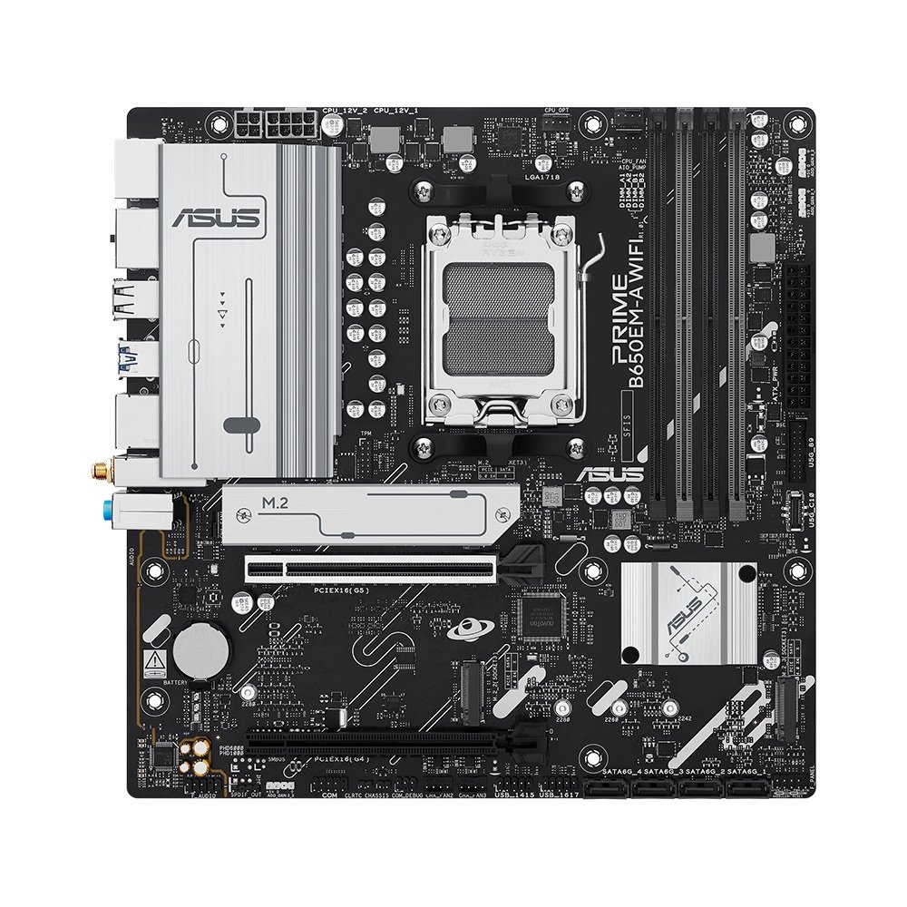 Placa Mãe ASUS PRIME B650EM-A WIFI, AMD AM5, mATX, DDR5, Wi-fi 6, Bluetooth, Preto - 90MB1LM0-M0EAY0