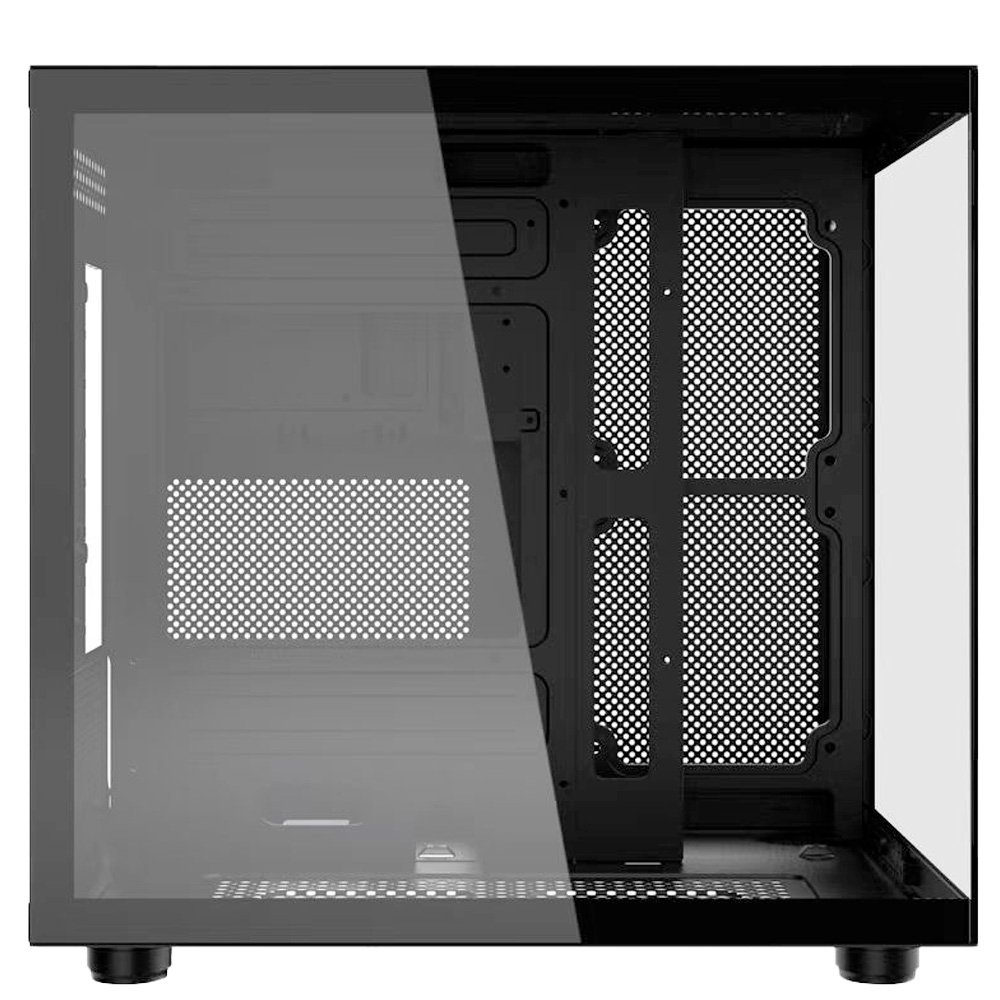 Gabinete Gamer Kalkan Midgard, Mini Tower, RGB, Micro-ATX, Frontal e Lateral em Vidro, Sem FANs, Preto - KLK00055