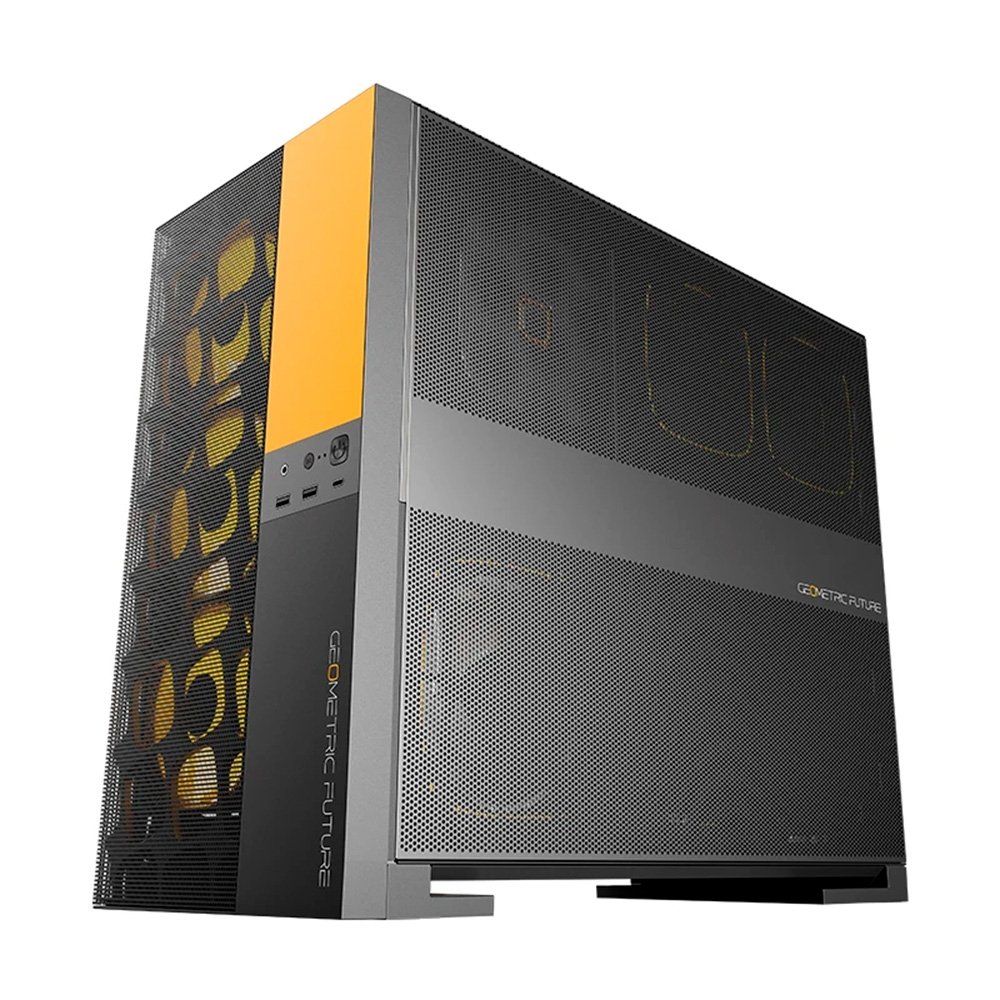 Gabinete Gamer Geometric Future Model 5 Vent, Mid Tower, ATX, Lateral em Vidro, Mesh Frontal, Preto e Amarelo - GEO-M5V-BY Gabinete Gamer Geometric Future Model 5 Vent, Mid Tower, ATX, Lateral em Vidro, Mesh Frontal, Preto e Amarelo - GEO-M5V-BY