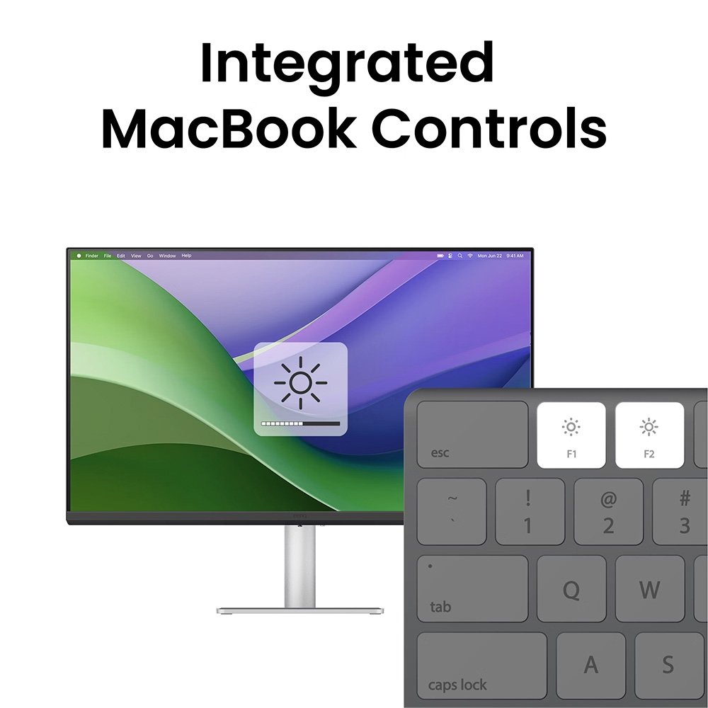 Monitor BenQ para Macbook Pro e Air 27", 4K, HDR 400, USB-C, Altura Ajustável, Som Integrado, Prata - MA270U