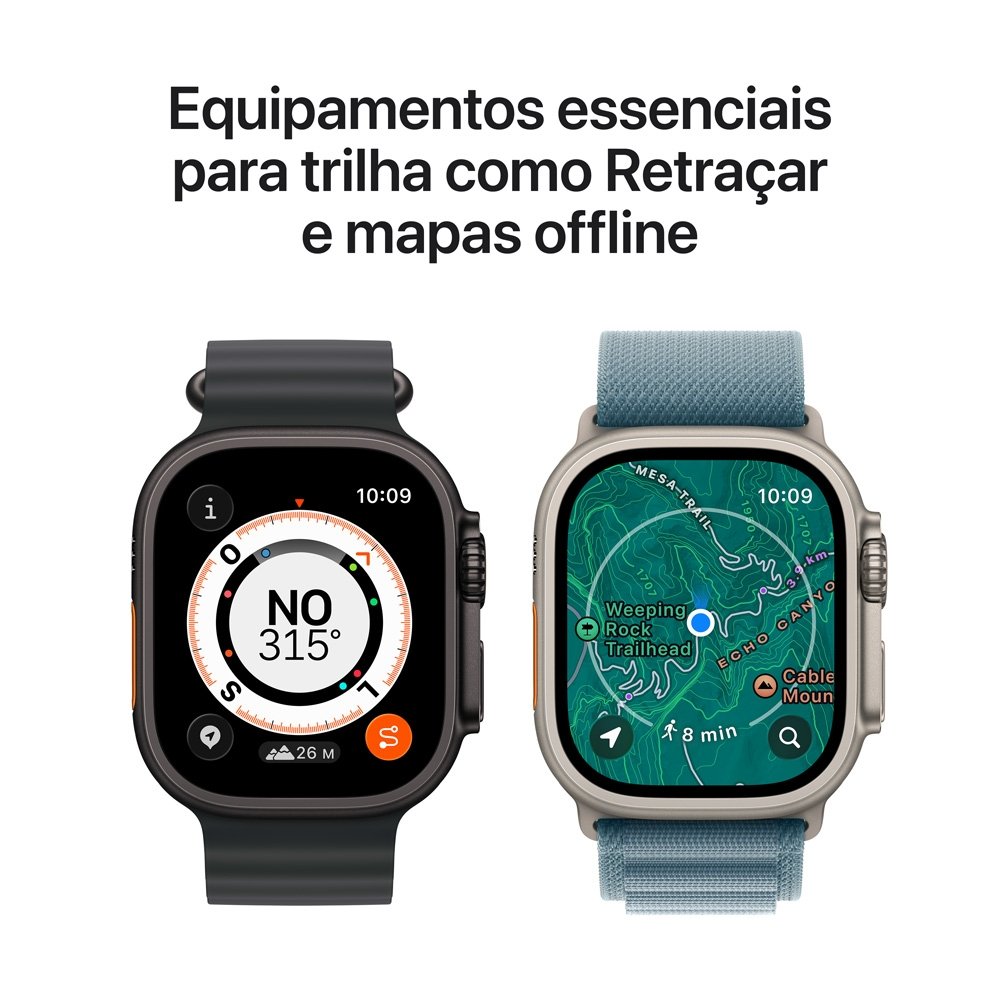 Apple Watch Ultra 3 GPS + Cellular, Caixa Preta de Titânio de 49 mm, Pulseira loop Alpina Preta, M - MF0V4BE/A