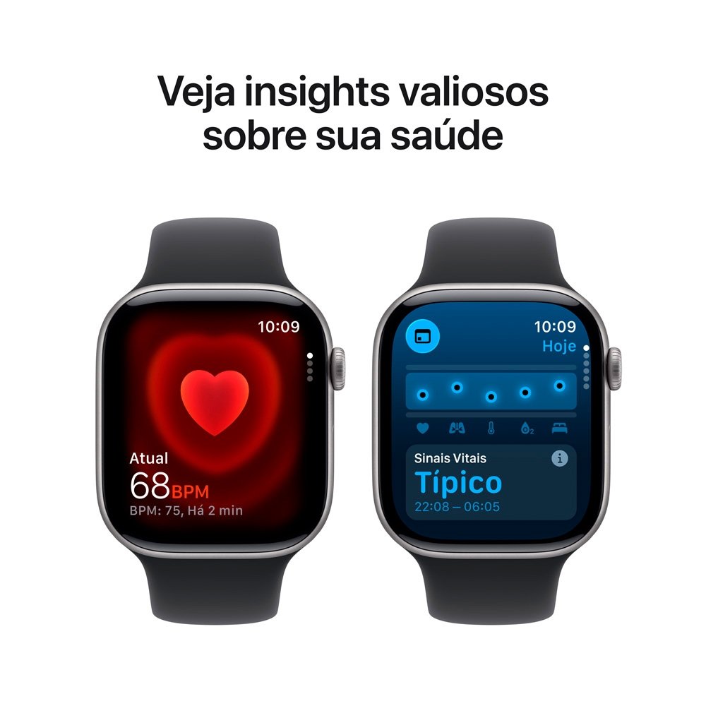 Apple Watch Series 11 GPS + Cellular, Caixa Cinza-espacial de Alumínio de 46 mm, Pulseira esportiva Preta, Tamanho M/G - MFCA4AM/A