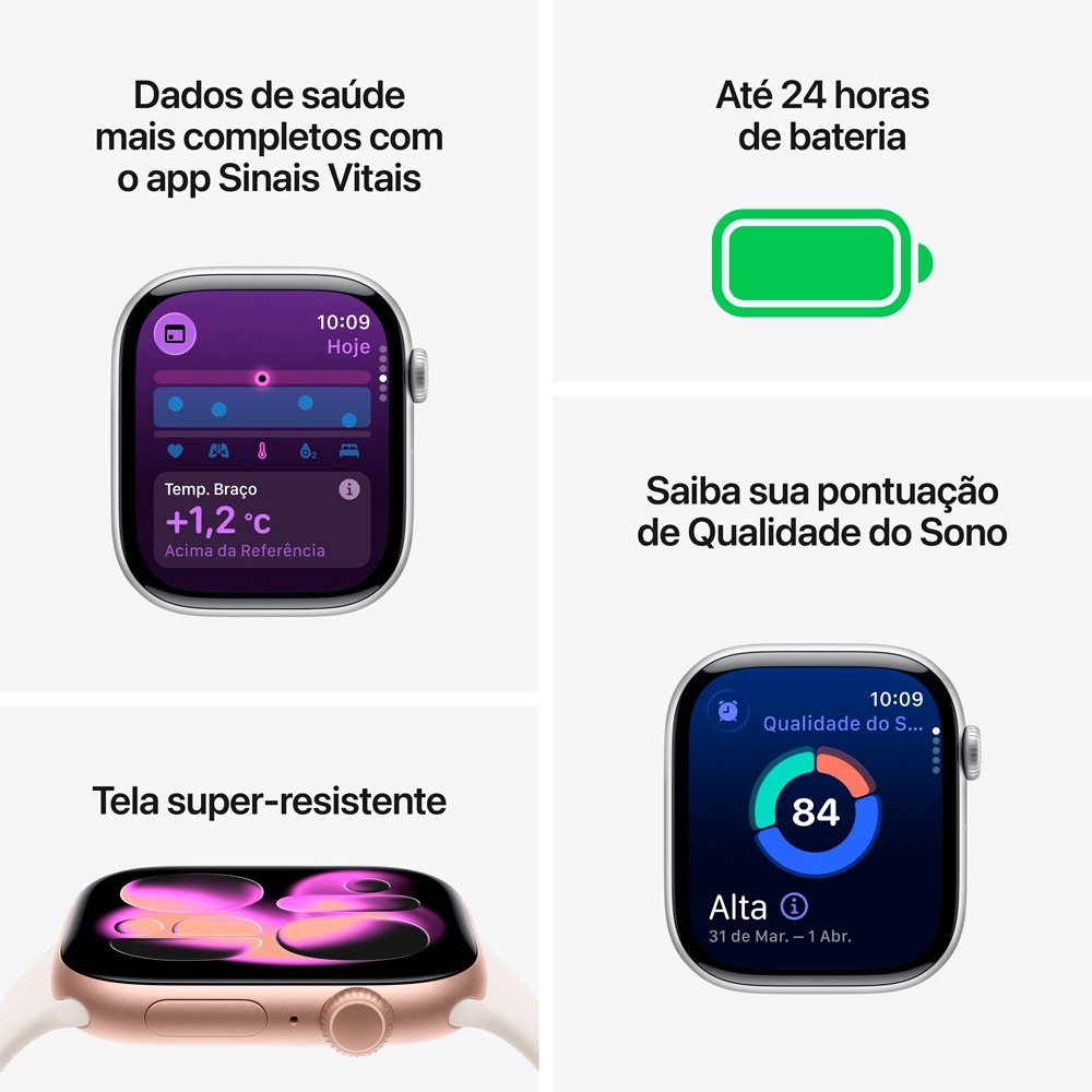 Apple Watch Series 11 GPS + Cellular, Caixa Cinza-espacial de Alumínio de 46 mm, Pulseira esportiva Preta, Tamanho M/G - MFCA4AM/A