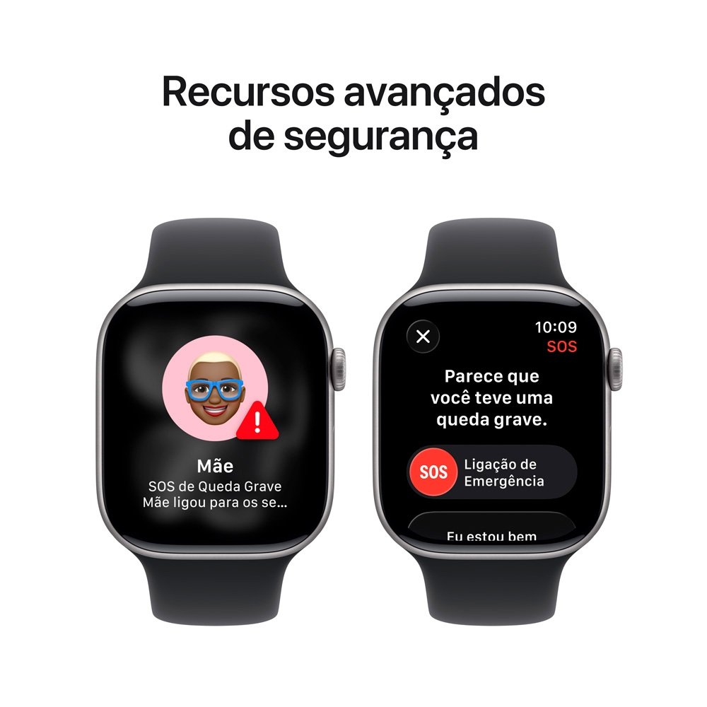 Apple Watch Series 11 GPS + Cellular, Caixa Cinza-espacial de Alumínio de 46 mm, Pulseira esportiva Preta, Tamanho M/G - MFCA4AM/A