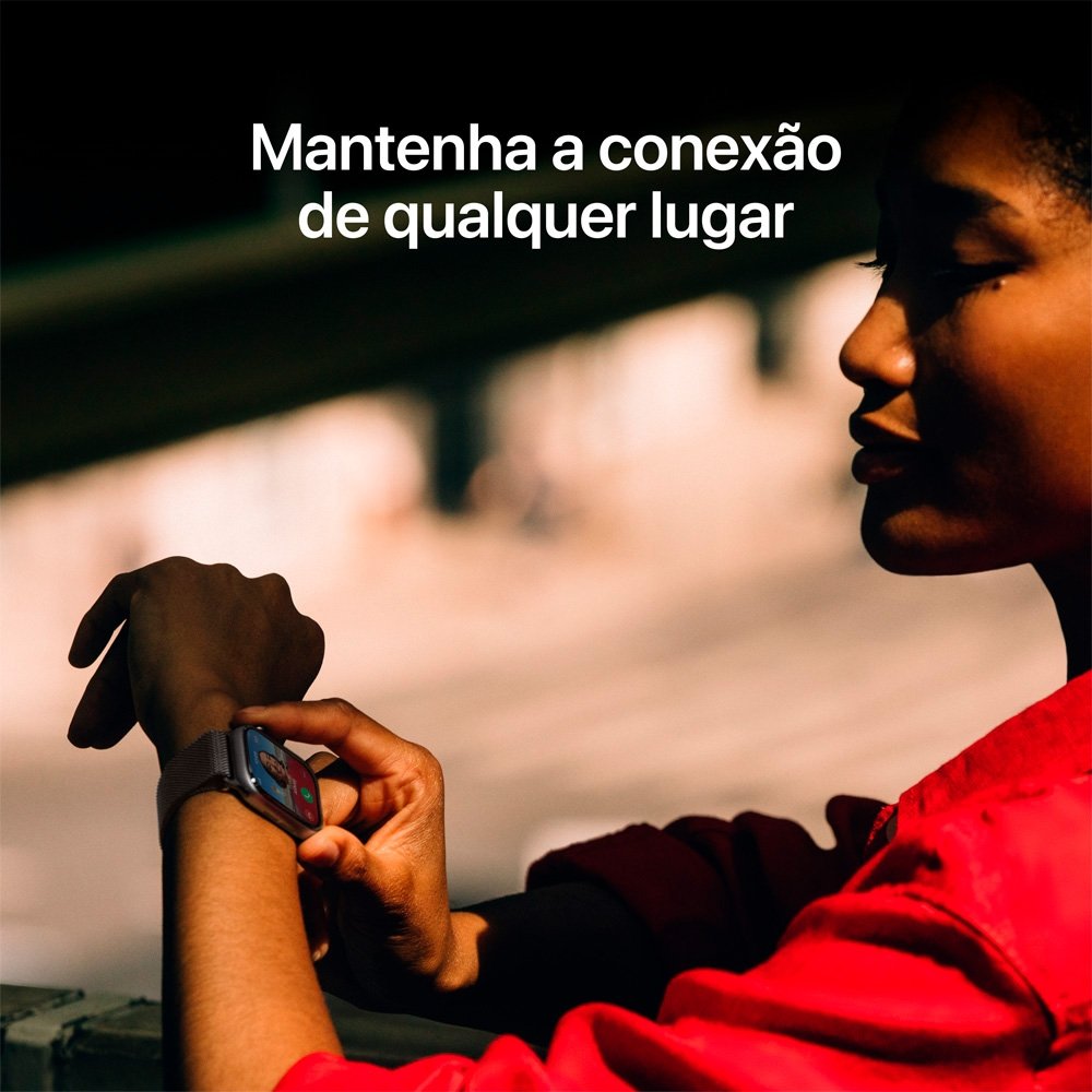 Apple Watch Series 11 GPS + Cellular, Caixa Cinza-espacial de Alumínio de 46 mm, Pulseira esportiva Preta, Tamanho M/G - MFCA4AM/A