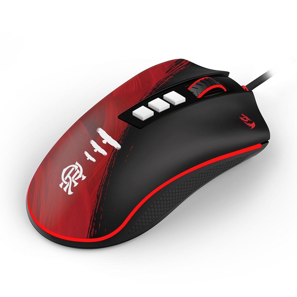 Mouse Gamer Redragon Flamengo Attack, 12400 DPI, Sensor PMW3327, USB, Preto e Vermelho - Fl711 Mouse Gamer Redragon Flamengo Attack, 12400 DPI, Sensor PMW3327, USB, Preto e Vermelho - Fl711