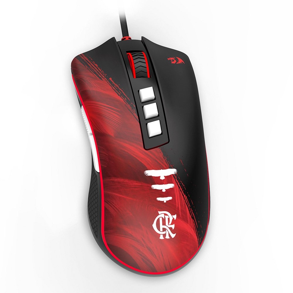 Mouse Gamer Redragon Flamengo Attack, 12400 DPI, Sensor PMW3327, USB, Preto e Vermelho - Fl711 Mouse Gamer Redragon Flamengo Attack, 12400 DPI, Sensor PMW3327, USB, Preto e Vermelho - Fl711