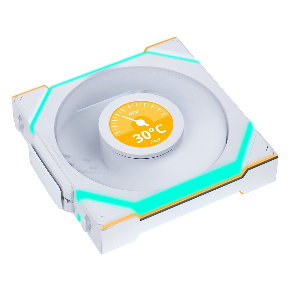 Kit com 3 Ventoinhas Lian Li UNI FAN SL LCD, 120mm, ARGB, Branco - 12SLLCD1W3W