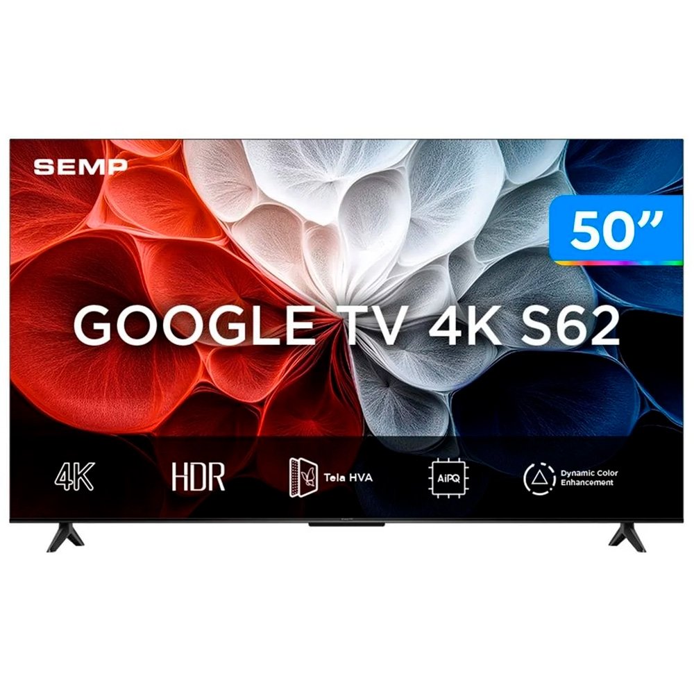 Smart TV 50" SEMP 4K UHD LED 50S62 Google TV AiPQ Google Assistente 3 HDMI