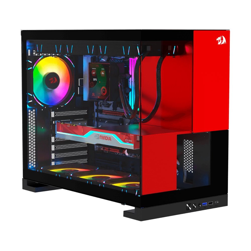 Gabinete Gamer Redragon Eternal P&V, Mid Tower, ARGB, ATX, Lateral em Vidro, Sem Fans, Preto e Vermelho - CA-612BR Gabinete Gamer Redragon Eternal P&V, Mid Tower, ARGB, ATX, Lateral em Vidro, Sem Fans, Preto e Vermelho - CA-612BR