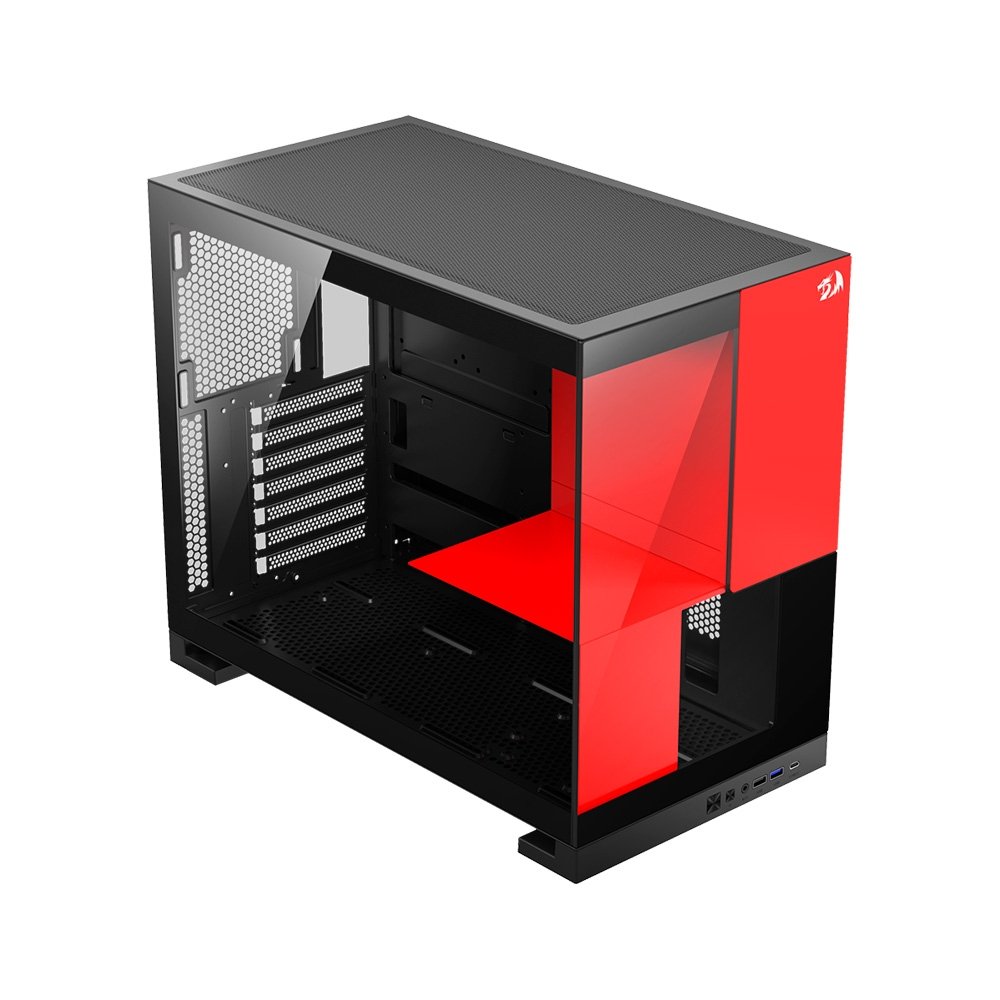 Gabinete Gamer Redragon Eternal P&V, Mid Tower, ARGB, ATX, Lateral em Vidro, Sem Fans, Preto e Vermelho - CA-612BR Gabinete Gamer Redragon Eternal P&V, Mid Tower, ARGB, ATX, Lateral em Vidro, Sem Fans, Preto e Vermelho - CA-612BR