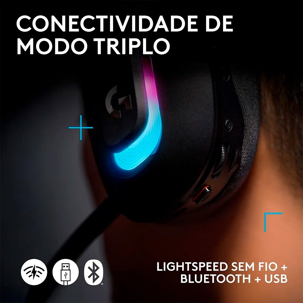 Kit Monitor Gamer LG UltraGear 27" QHD OLED + Headset Gamer Sem Fio Logitech G522, Bluetooth e com Fio USB, Preto