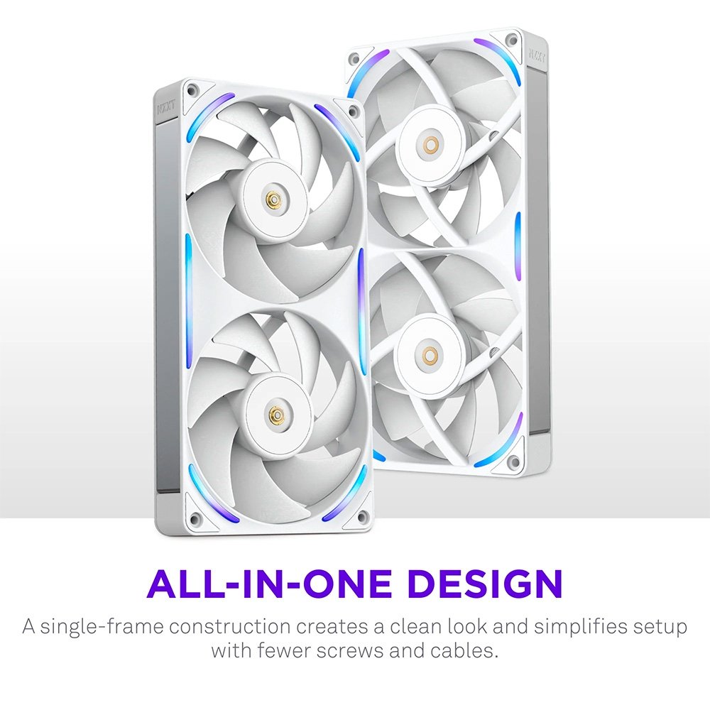 Ventoinha NZXT F240X Performance, 120mm, PWM, RGB, 2x Single-Frame, Branco - RF-U24PN-W1 Ventoinha NZXT F240X Performance, 120mm, PWM, RGB, 2x Single-Frame, Branco - RF-U24PN-W1