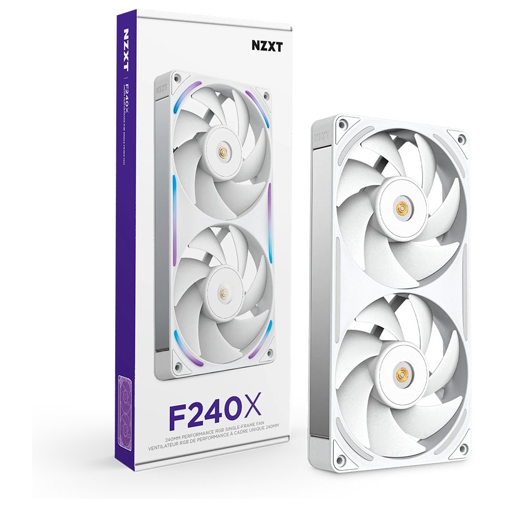 Ventoinha NZXT F240X Performance, 120mm, PWM, RGB, 2x Single-Frame, Branco - RF-U24PN-W1 Ventoinha NZXT F240X Performance, 120mm, PWM, RGB, 2x Single-Frame, Branco - RF-U24PN-W1
