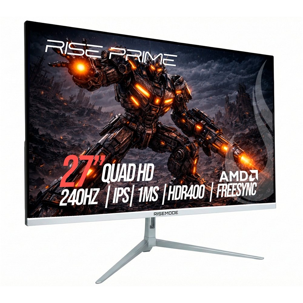 Monitor Gamer Rise Mode Prime 27", QHD, 240Hz, 1ms, IPS, FreeSync, HDR 400, HDMI e DisplayPort, Branco - RM-MOG-27F2402K-W